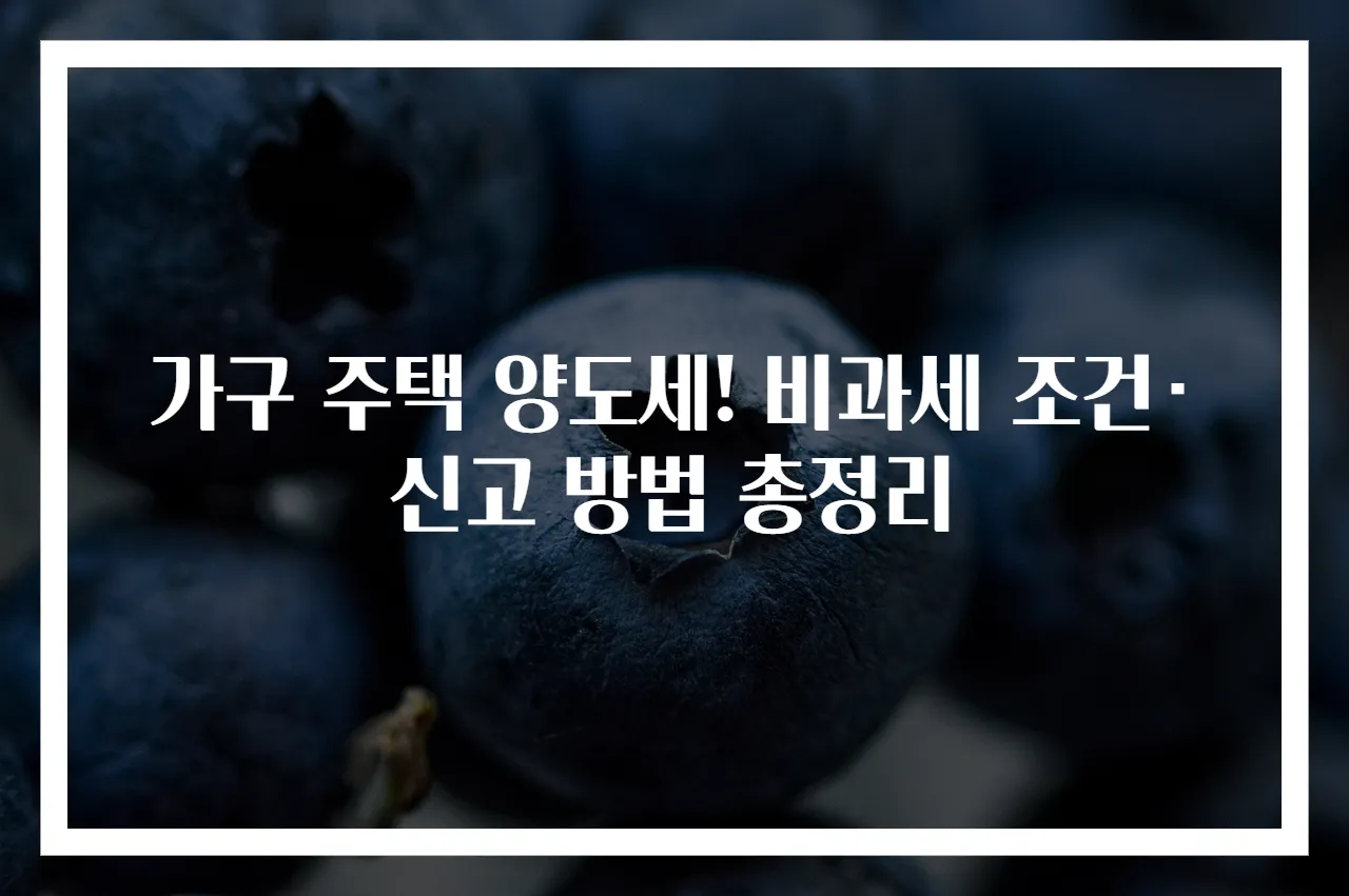 가구 주택 양도세! 비과세 조건·신고 방법 총정리