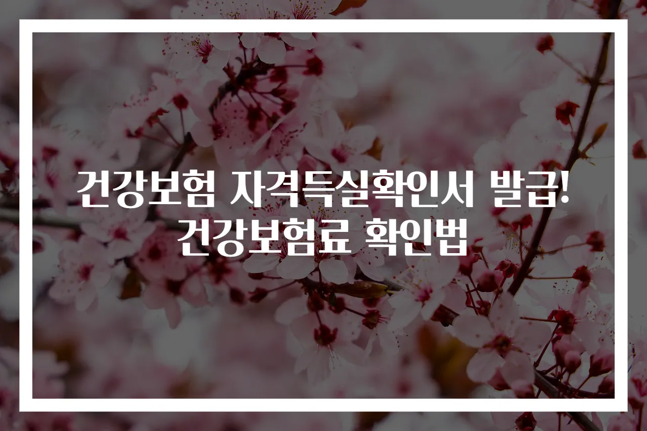 건강보험 자격득실확인서 발급! 건강보험료 확인법