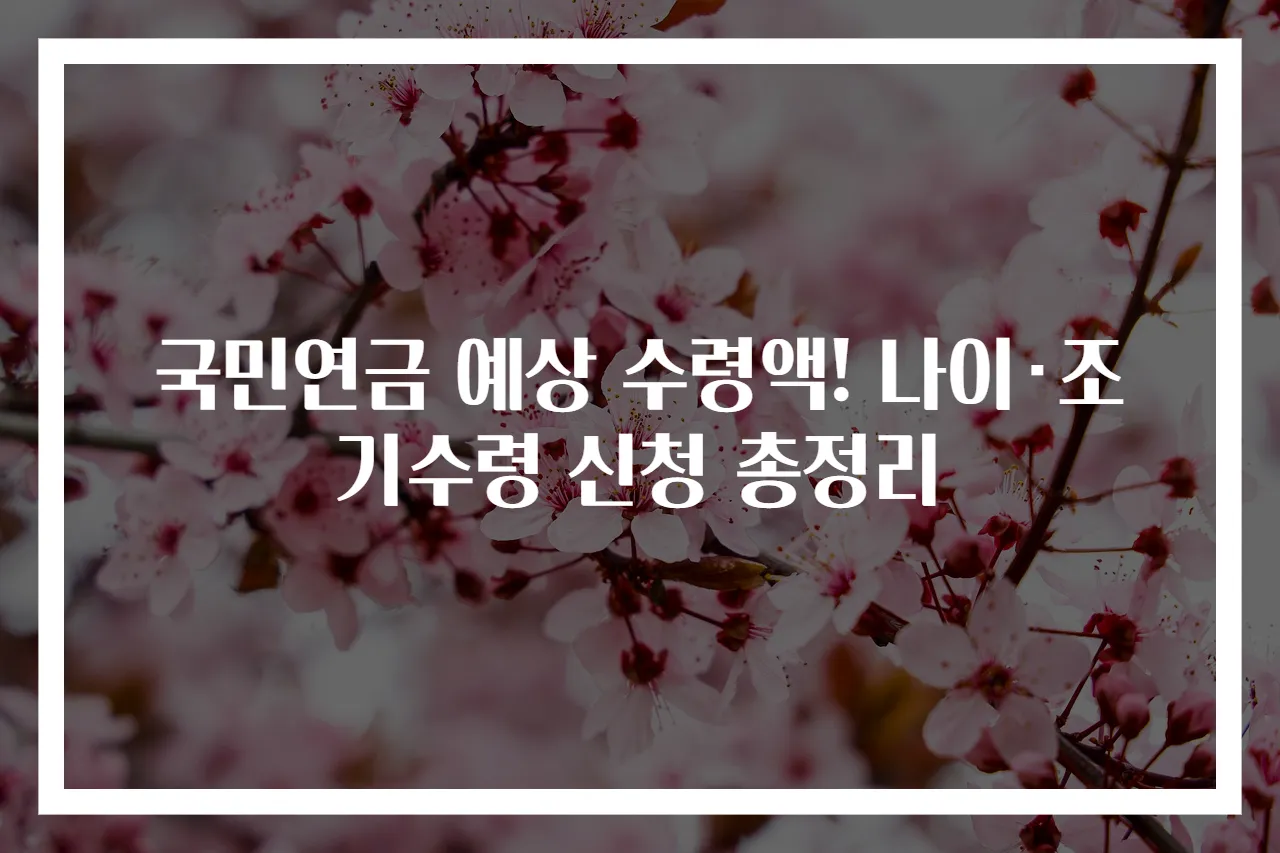 국민연금 예상 수령액! 나이·조기수령 신청 총정리