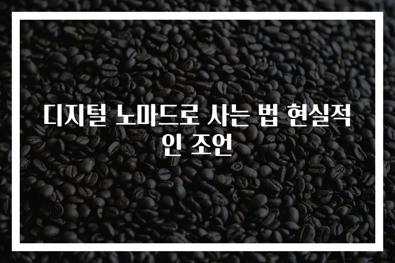 디지털 노마드로 사는 법 현실적인 조언