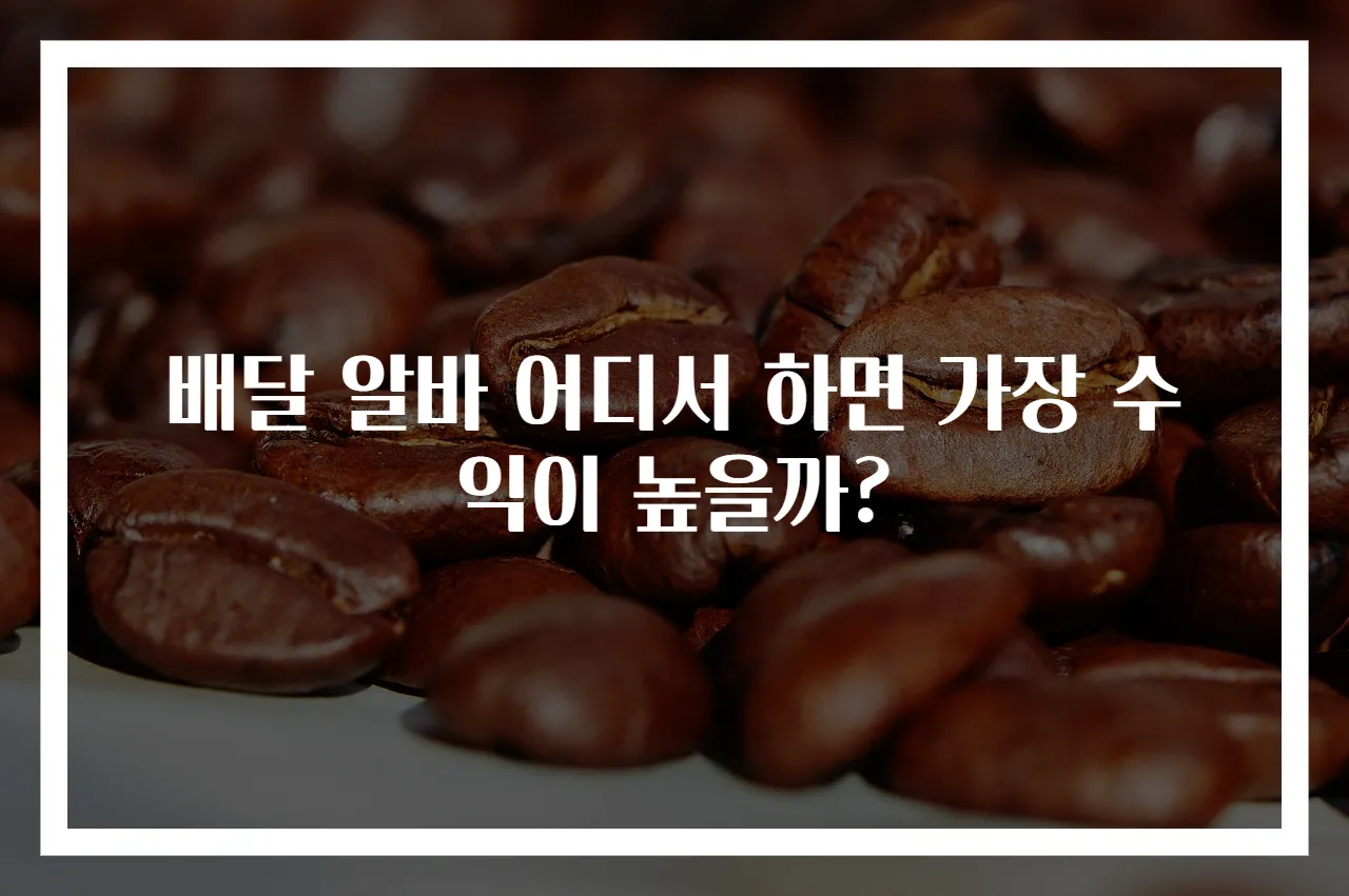 배달 알바 어디서 하면 가장 수익이 높을까?