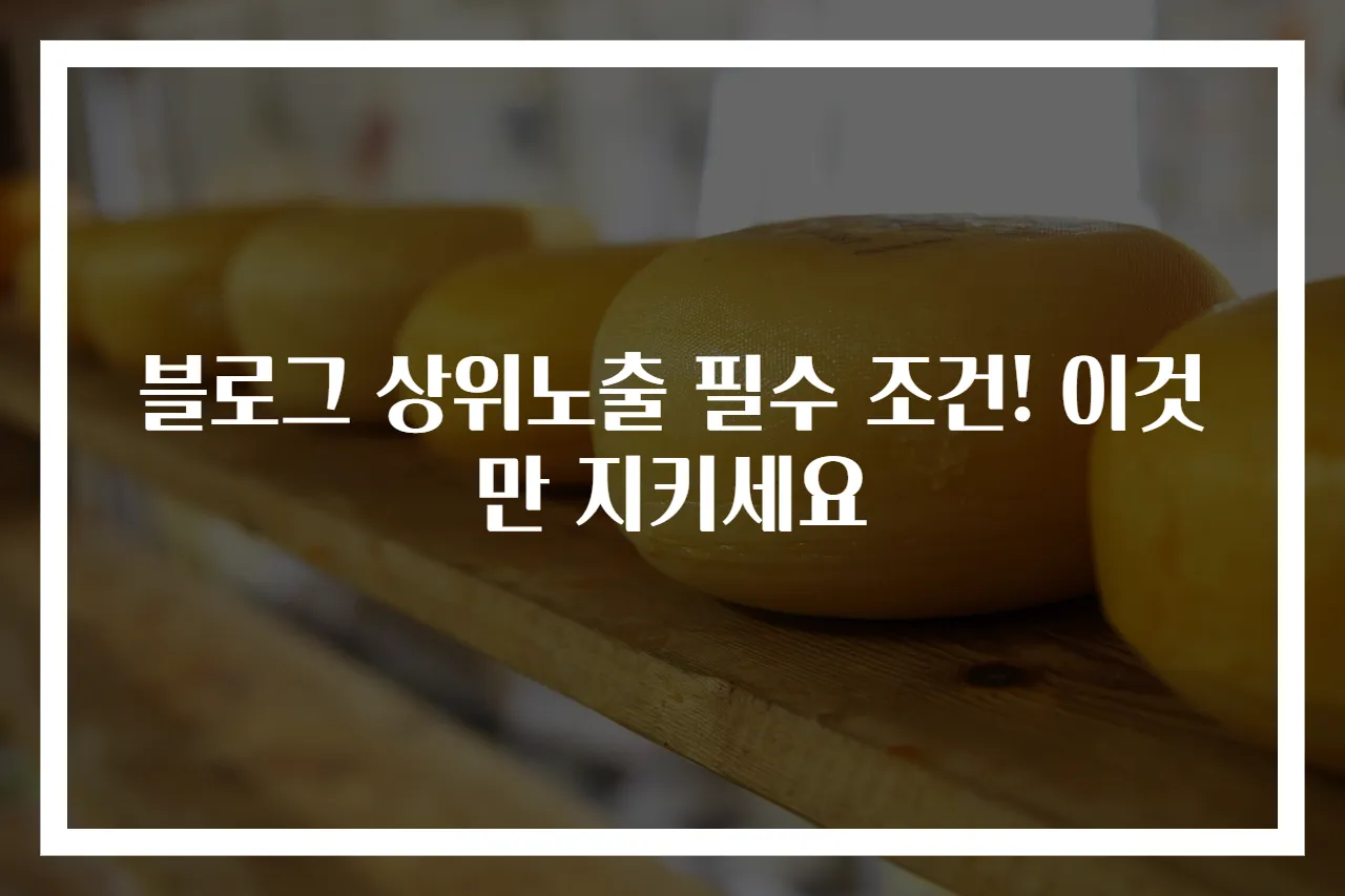 블로그 상위노출 필수 조건! 이것만 지키세요