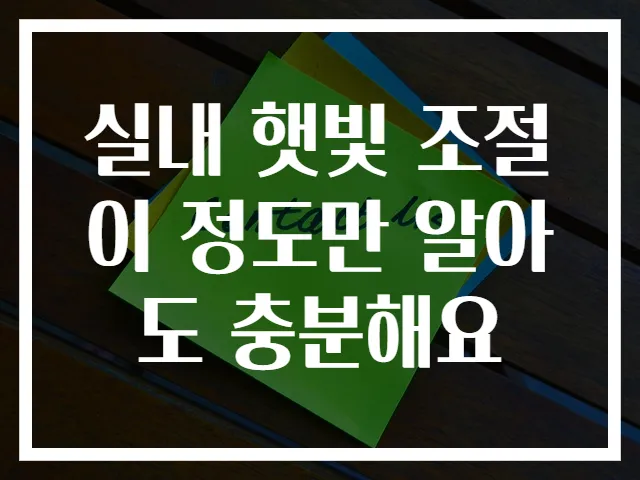 실내 햇빛 조절 이 정도만 알아도 충분해요