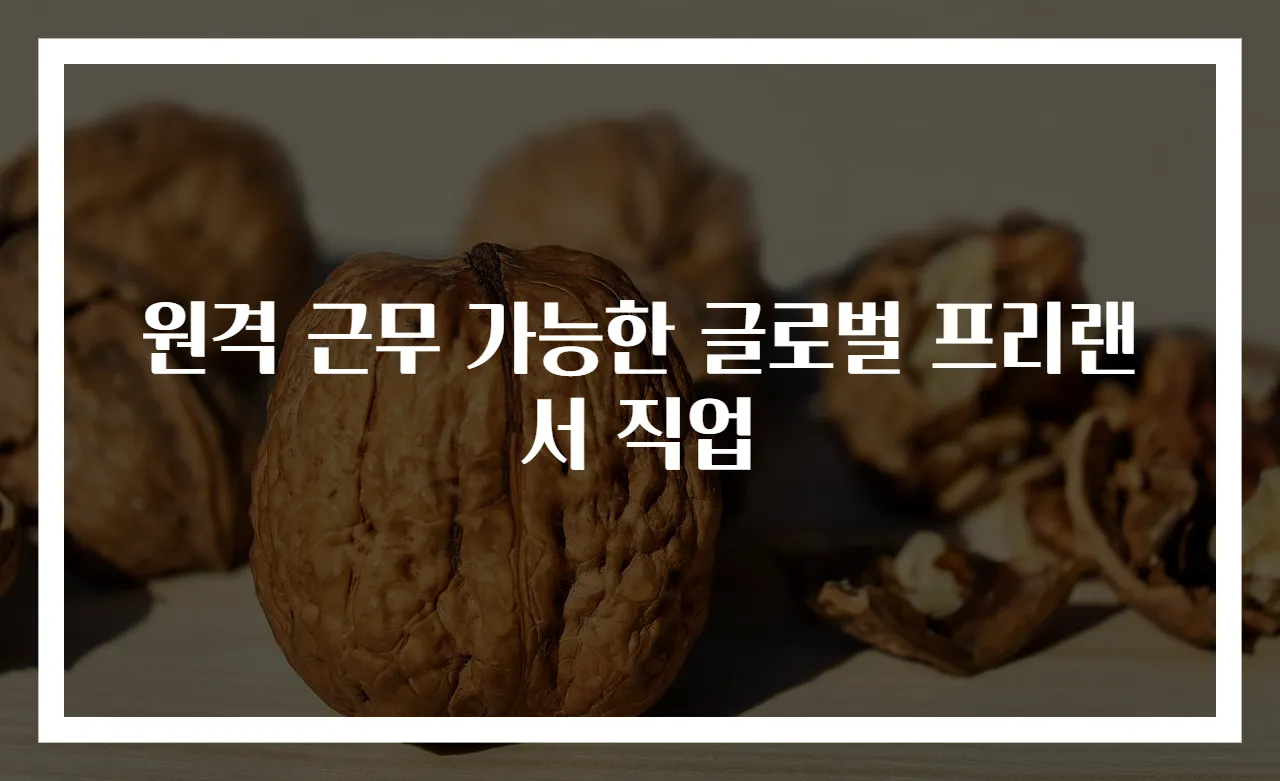 원격 근무 가능한 글로벌 프리랜서 직업