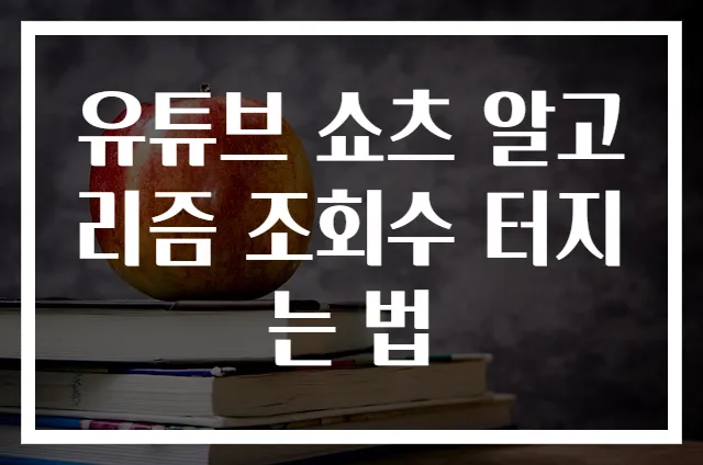 유튜브 쇼츠 알고리즘 조회수 터지는 법