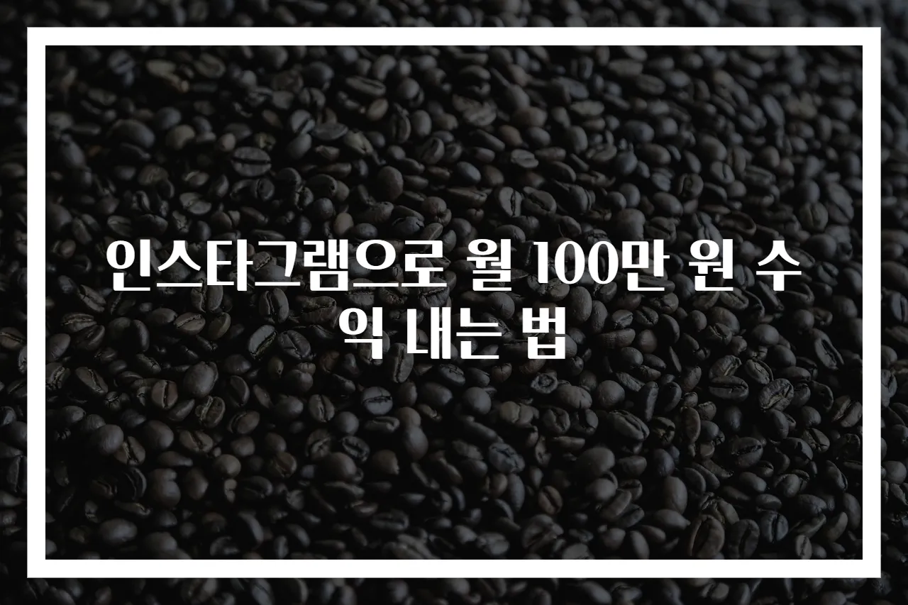 인스타그램으로 월 100만 원 수익 내는 법