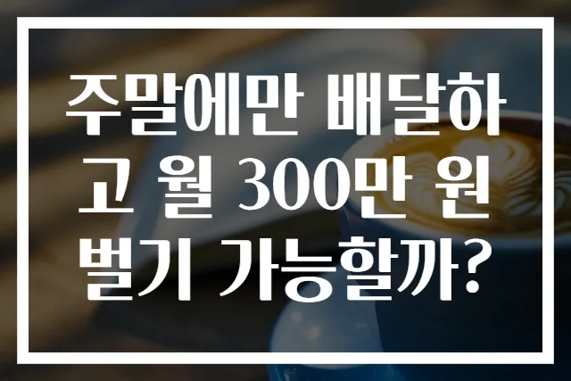 주말에만 배달하고 월 300만 원 벌기 가능할까?