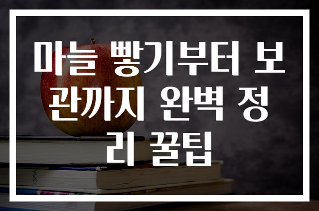 마늘 빻기부터 보관까지 완벽 정리 꿀팁