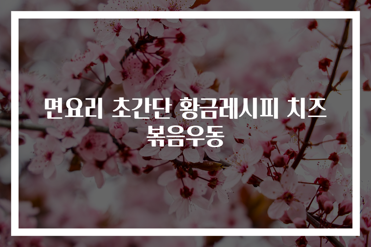 면요리 초간단 황금레시피 치즈볶음우동