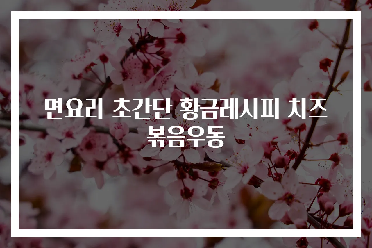 면요리 초간단 황금레시피 치즈볶음우동