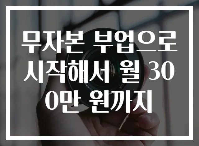 무자본 부업으로 시작해서 월 300만 원까지