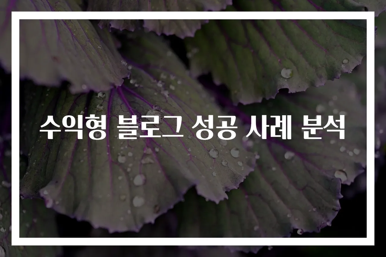 수익형 블로그 성공 사례 분석