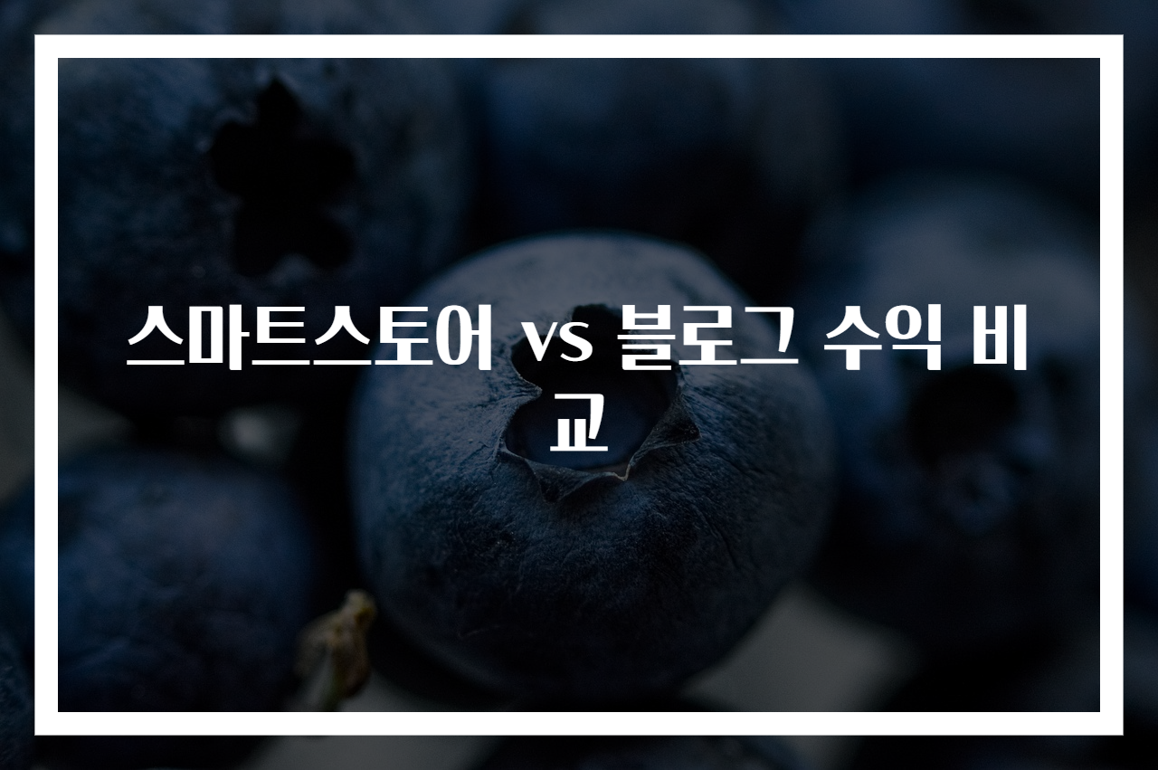 스마트스토어 vs 블로그 수익 비교