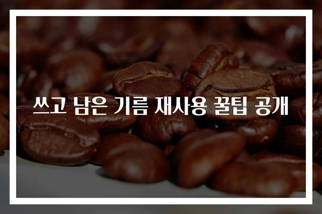 쓰고 남은 기름 재사용 꿀팁 공개