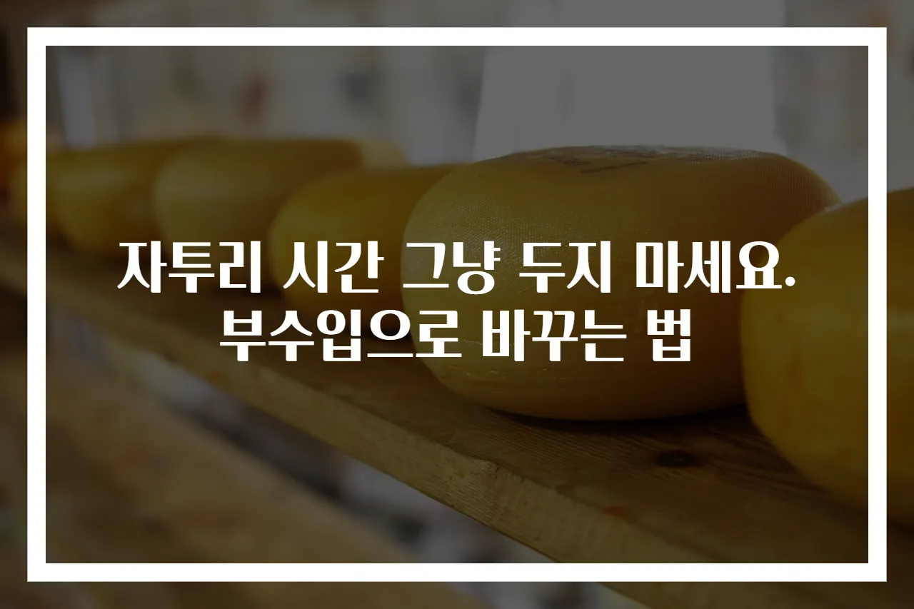 자투리 시간 그냥 두지 마세요. 부수입으로 바꾸는 법