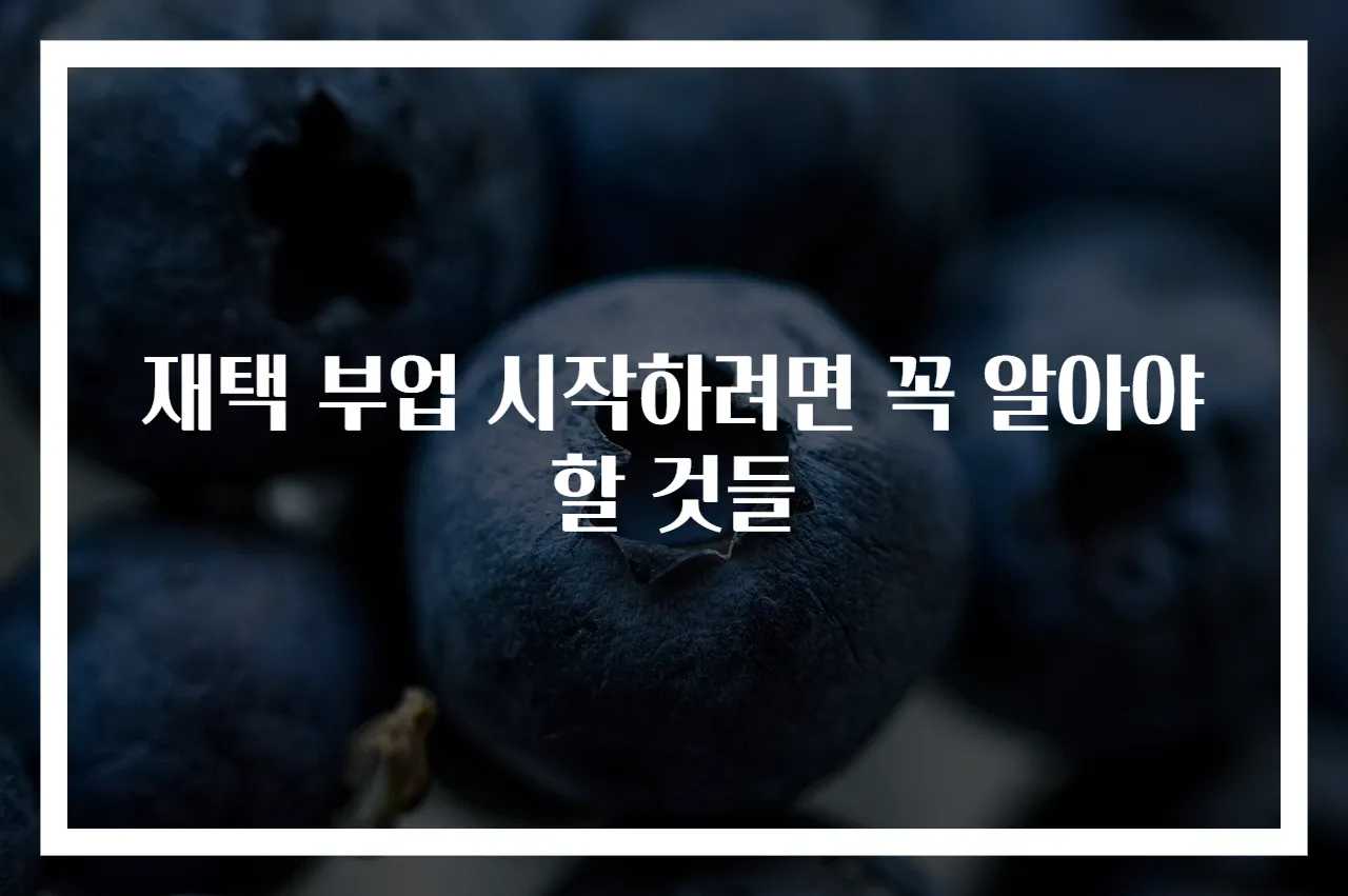 재택 부업 시작하려면 꼭 알아야 할 것들