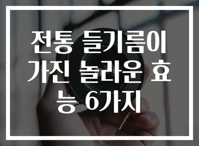 전통 들기름이 가진 놀라운 효능 6가지