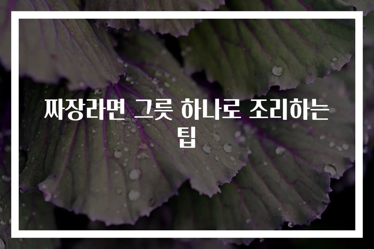 짜장라면 그릇 하나로 조리하는 팁