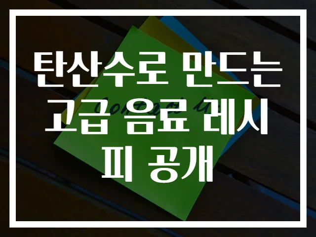 탄산수로 만드는 고급 음료 레시피 공개