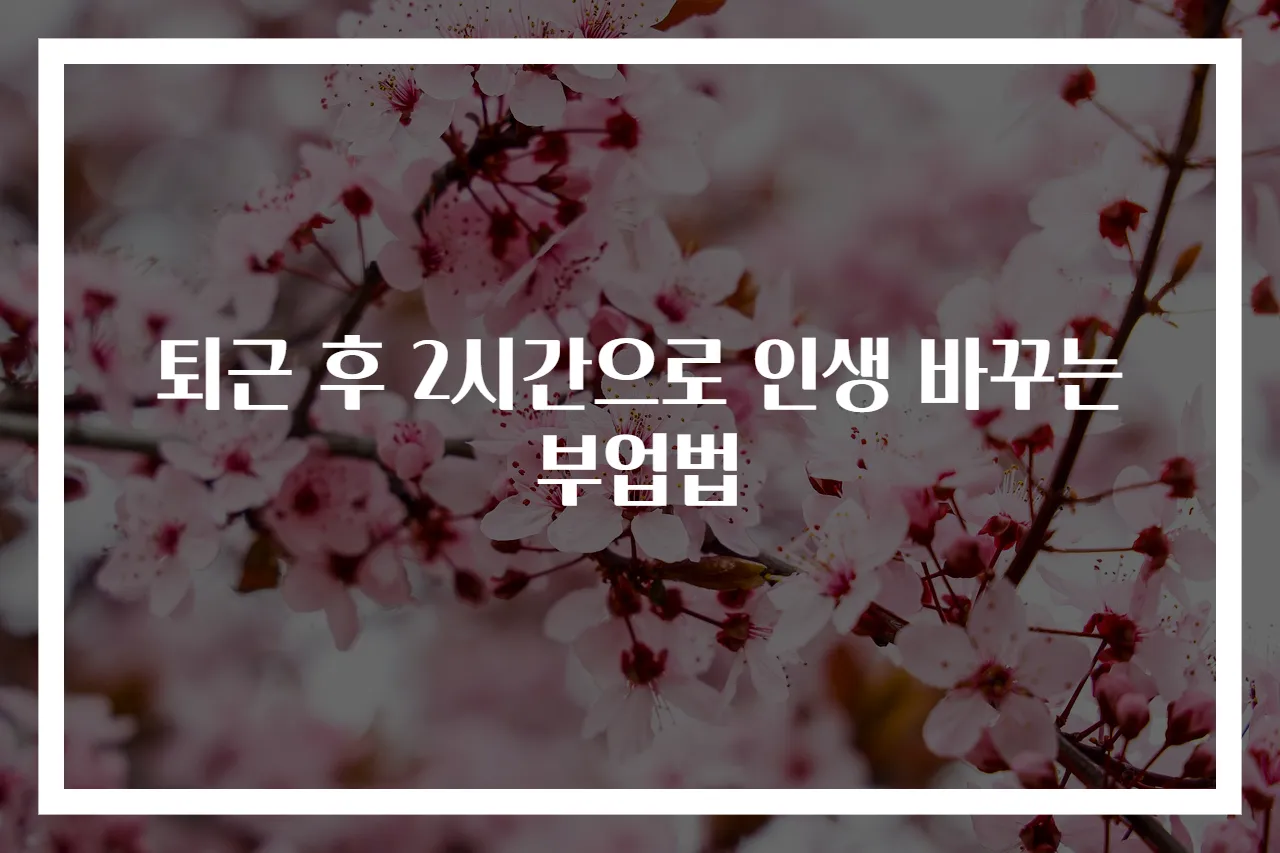 퇴근 후 2시간으로 인생 바꾸는 부업법
