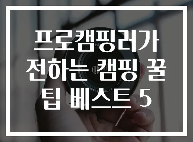 프로캠핑러가 전하는 캠핑 꿀팁 베스트 5