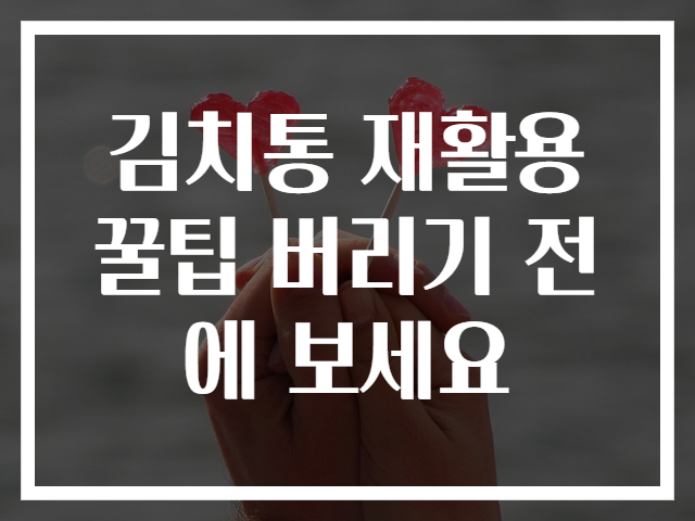김치통 재활용 꿀팁 버리기 전에 보세요