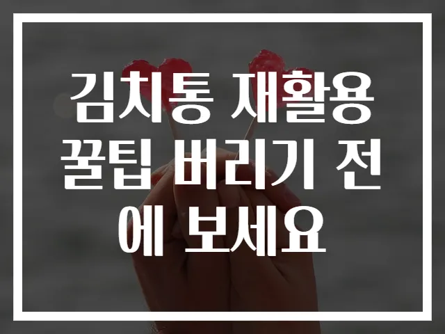 김치통 재활용 꿀팁 버리기 전에 보세요