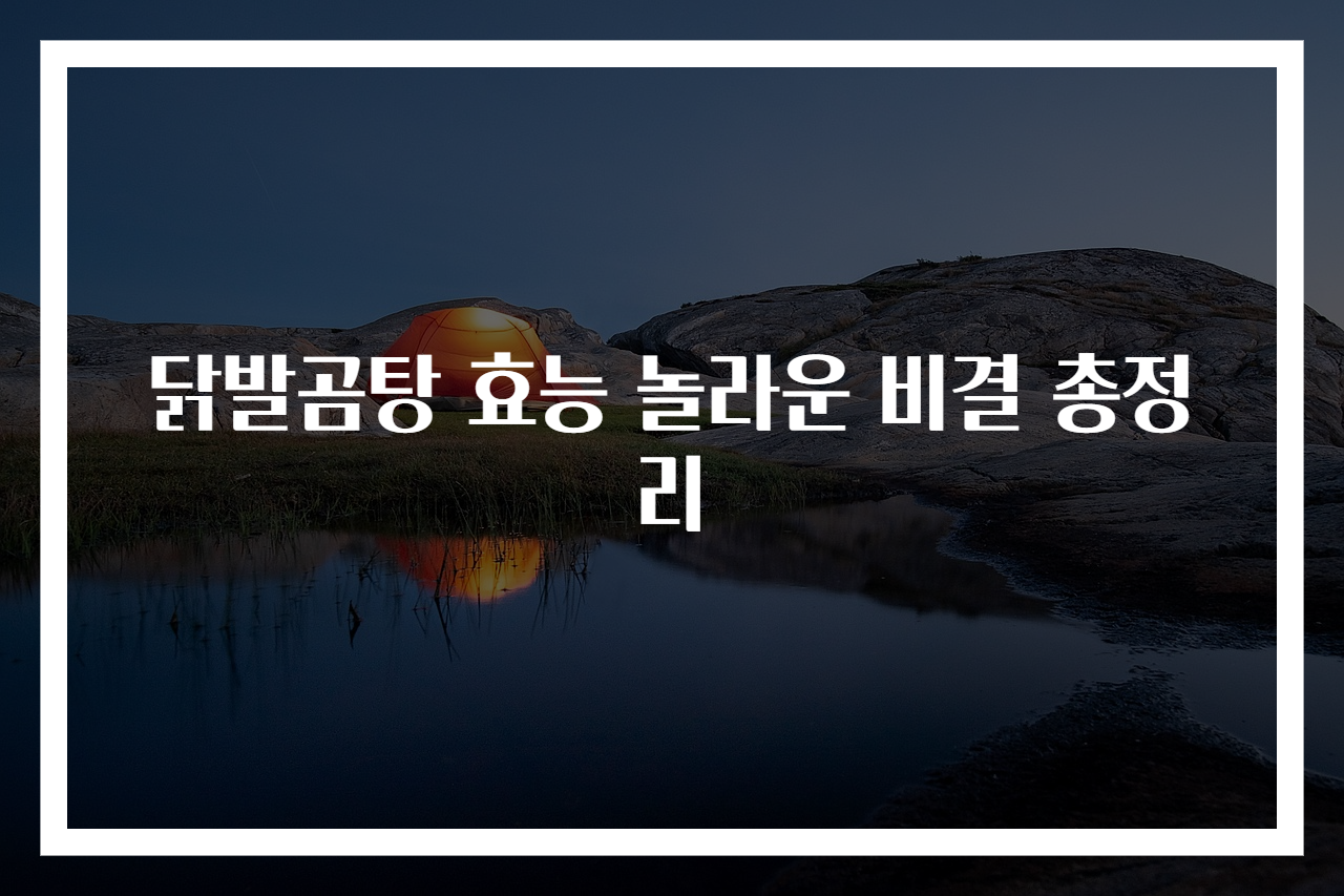 닭발곰탕 효능 놀라운 비결 총정리