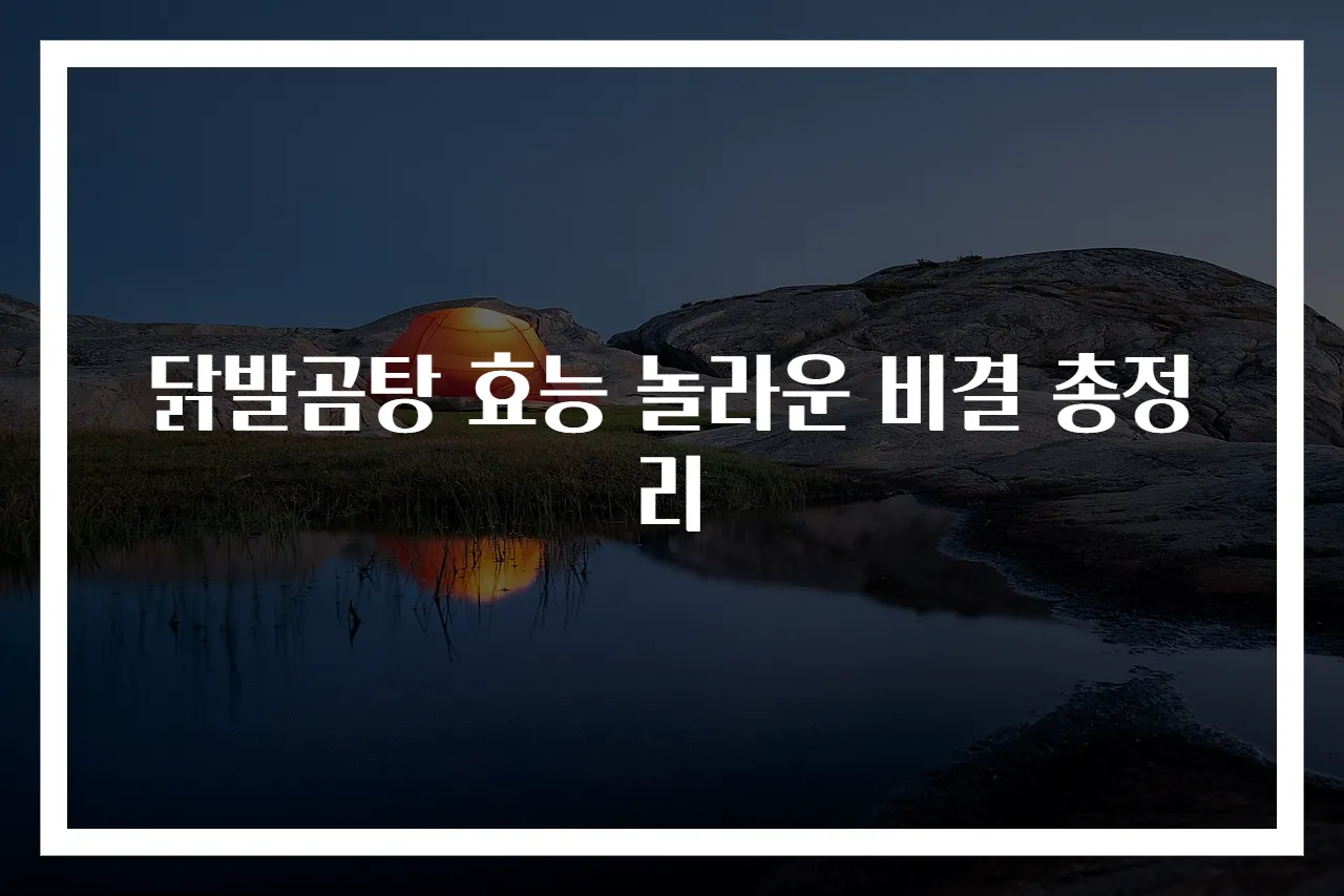 닭발곰탕 효능 놀라운 비결 총정리