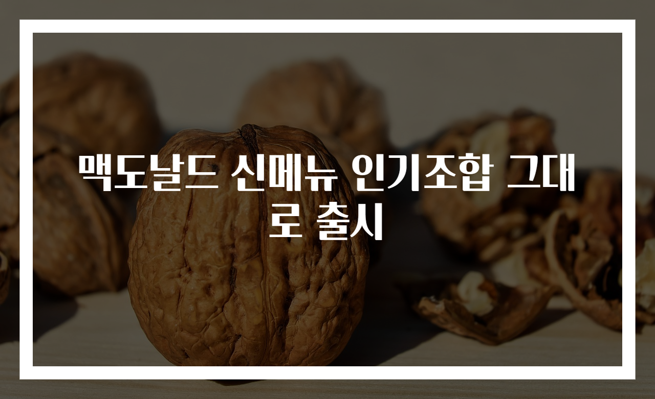 맥도날드 신메뉴 인기조합 그대로 출시
