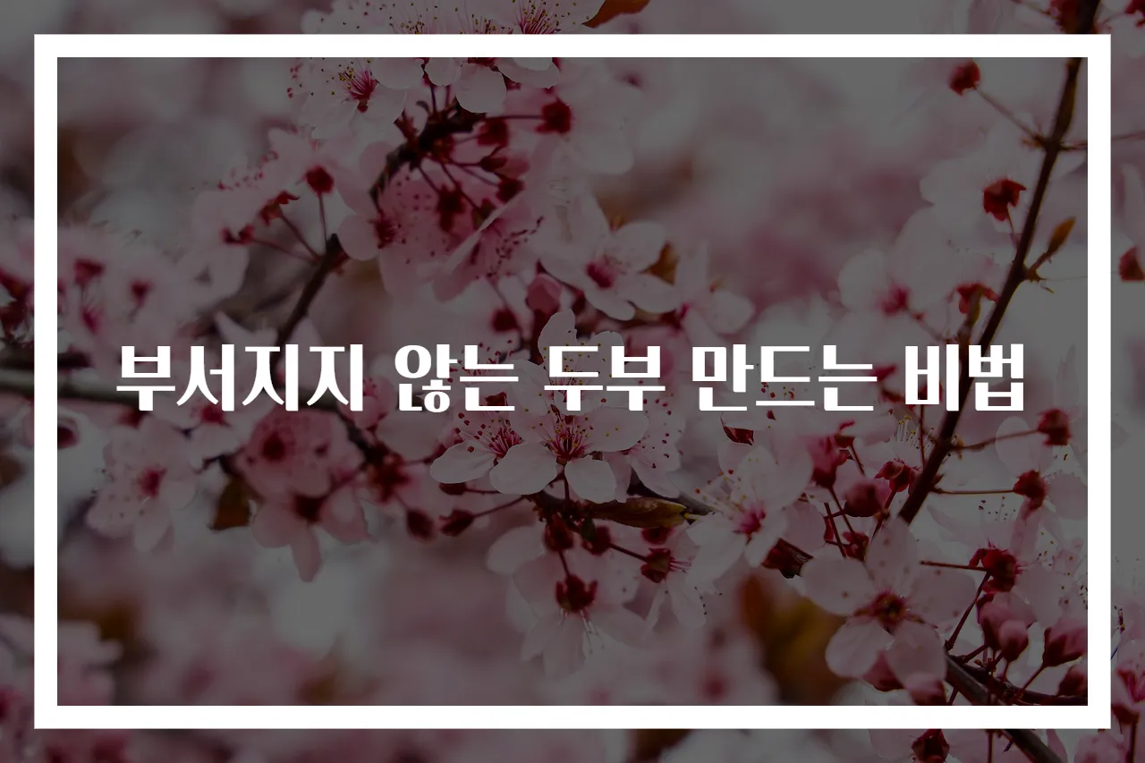 부서지지 않는 두부 만드는 비법
