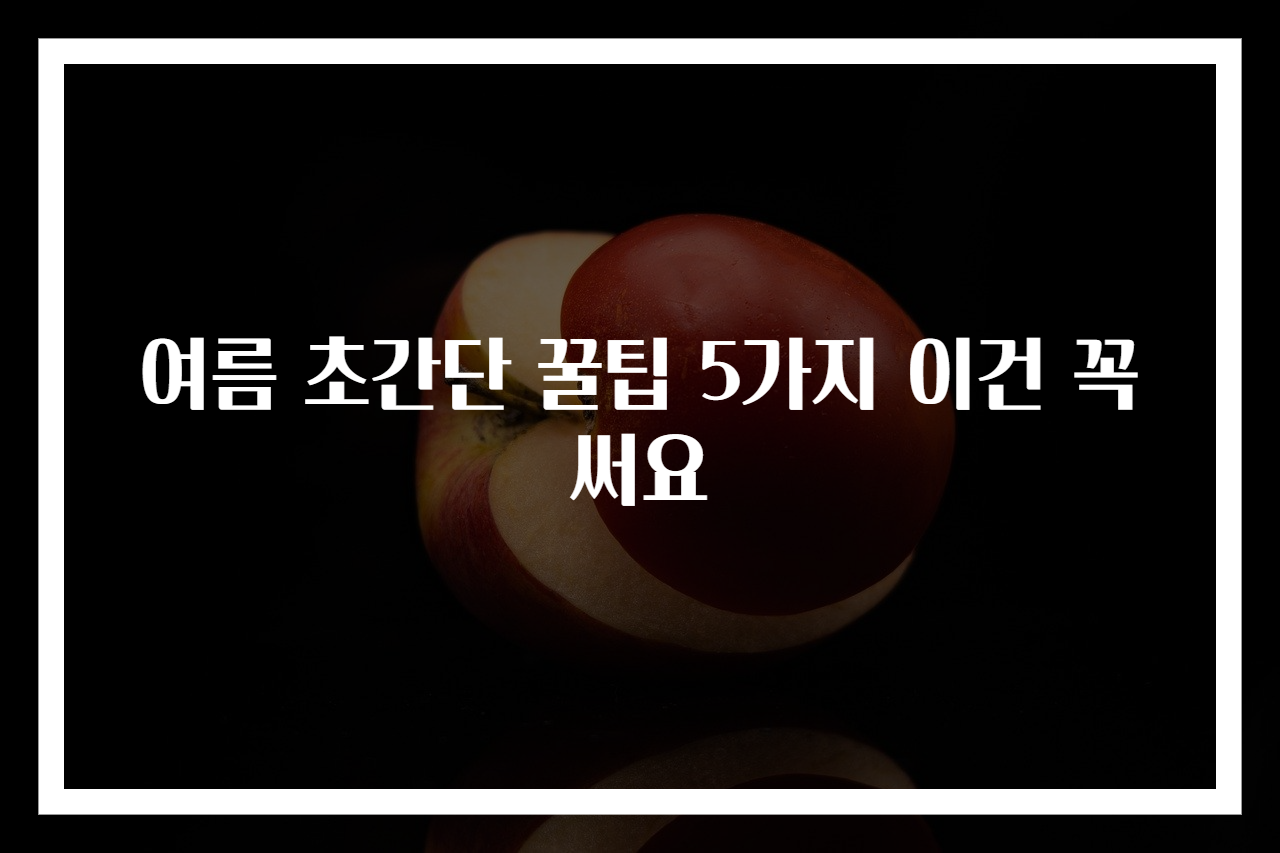 여름 초간단 꿀팁 5가지 이건 꼭 써요
