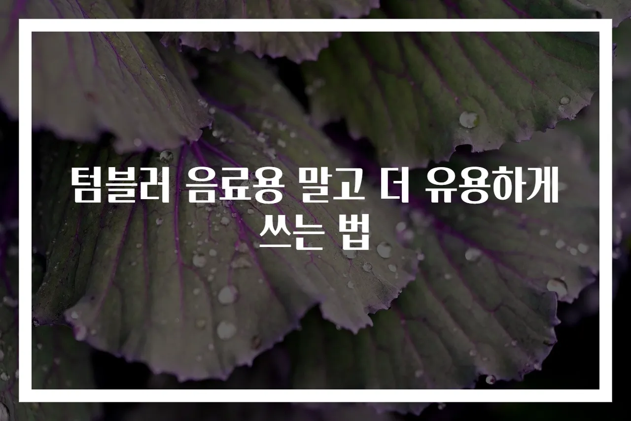 텀블러 음료용 말고 더 유용하게 쓰는 법