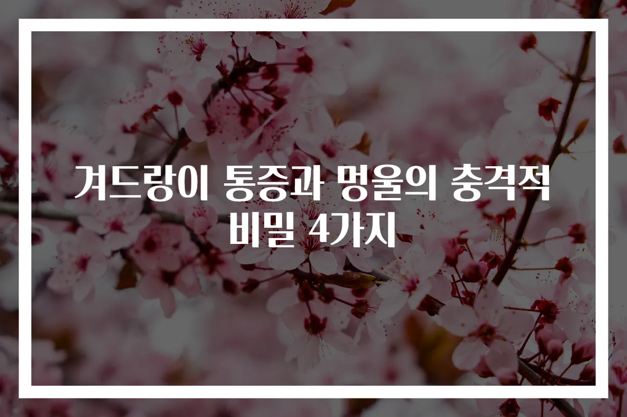 겨드랑이 통증과 멍울의 충격적 비밀 4가지