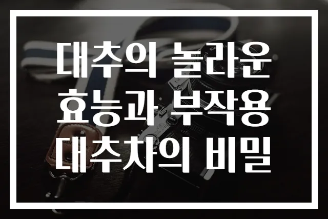 대추의 놀라운 효능과 부작용 대추차의 비밀