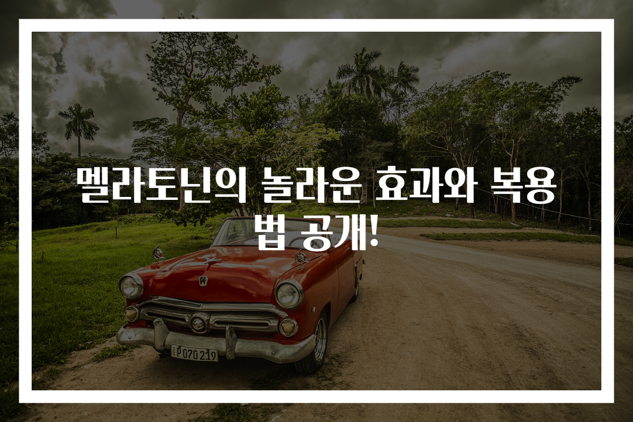 멜라토닌의 놀라운 효과와 복용법 공개!