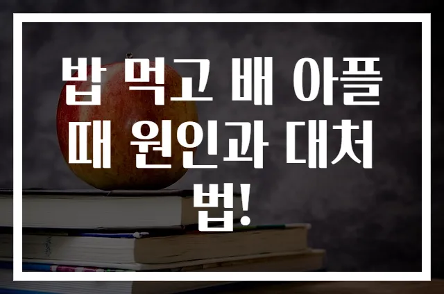 밥 먹고 배 아플 때 원인과 대처법!