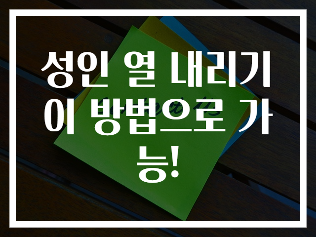 성인 열 내리기 이 방법으로 가능!