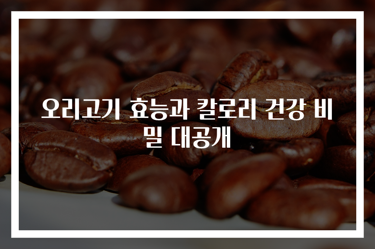 오리고기 효능과 칼로리 건강 비밀 대공개