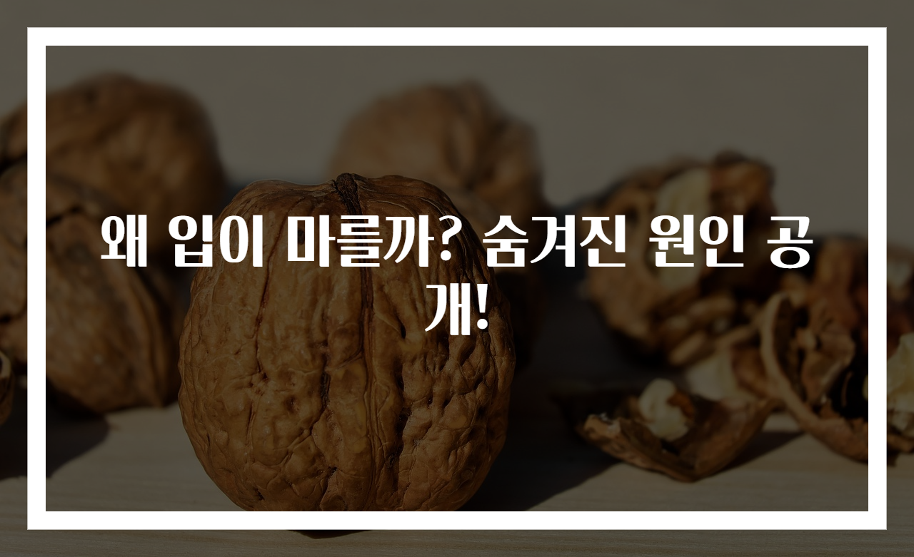 왜 입이 마를까? 숨겨진 원인 공개!