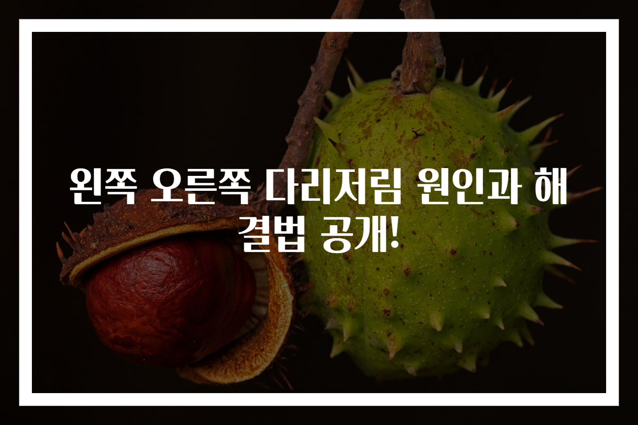 왼쪽 오른쪽 다리저림 원인과 해결법 공개!