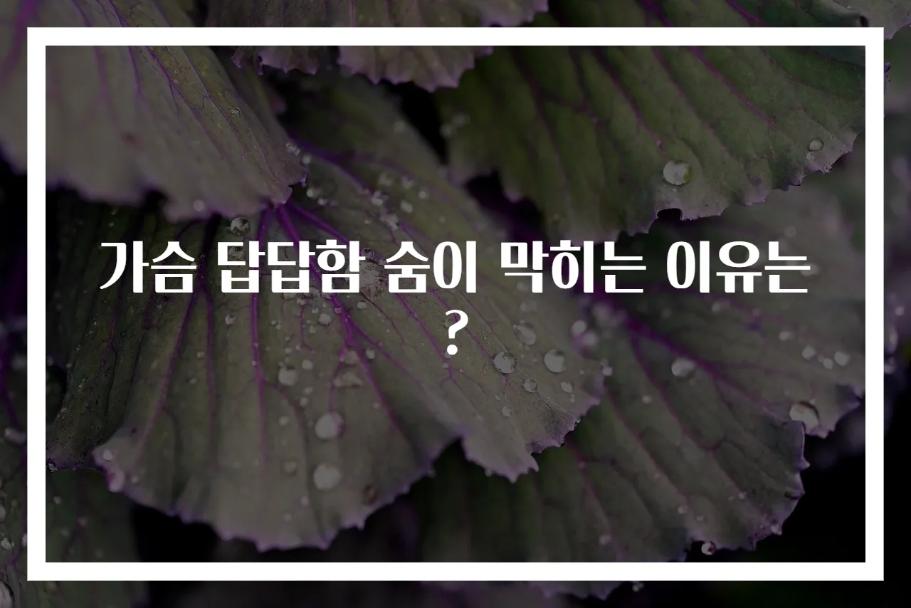 가슴 답답함 숨이 막히는 이유는?