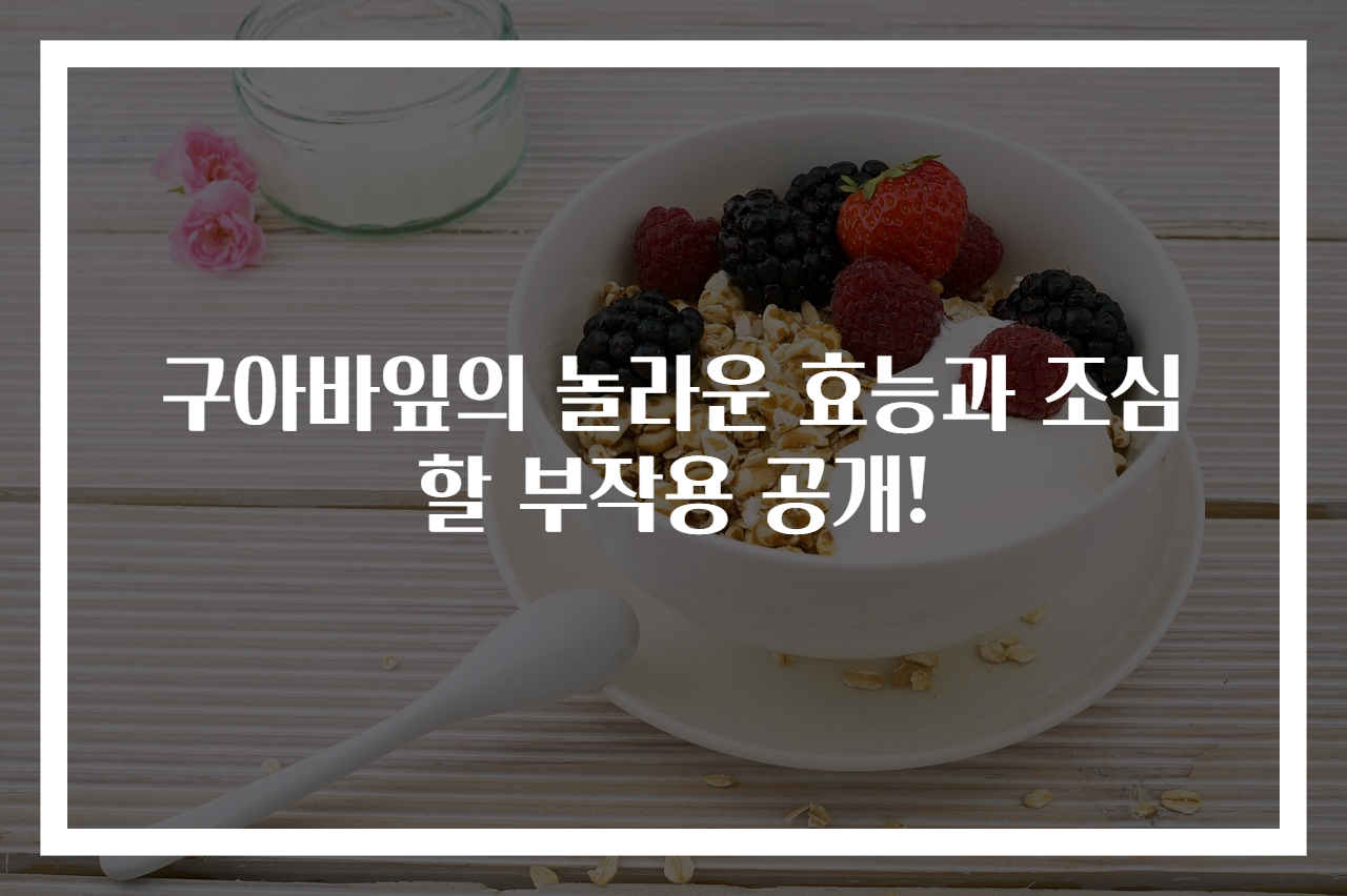 구아바잎의 놀라운 효능과 조심할 부작용 공개!