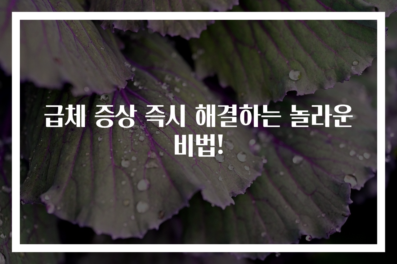급체 증상 즉시 해결하는 놀라운 비법!