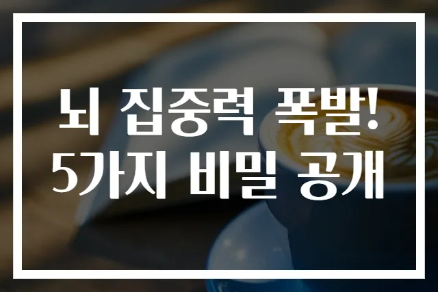 뇌 집중력 폭발! 5가지 비밀 공개