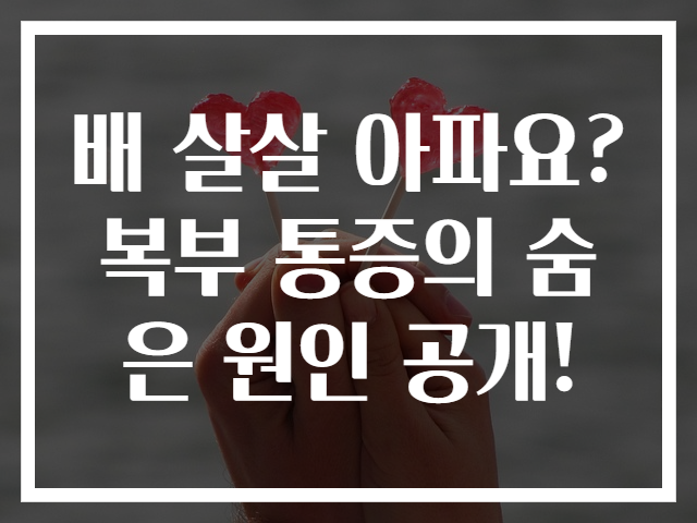 배 살살 아파요? 복부 통증의 숨은 원인 공개!