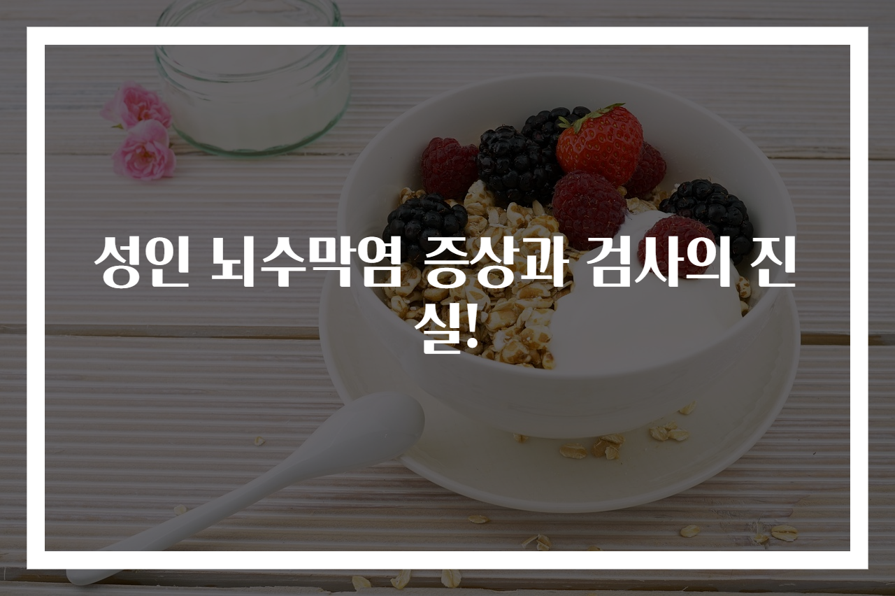 성인 뇌수막염 증상과 검사의 진실!