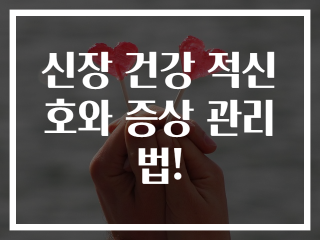 신장 건강 적신호와 증상 관리법!