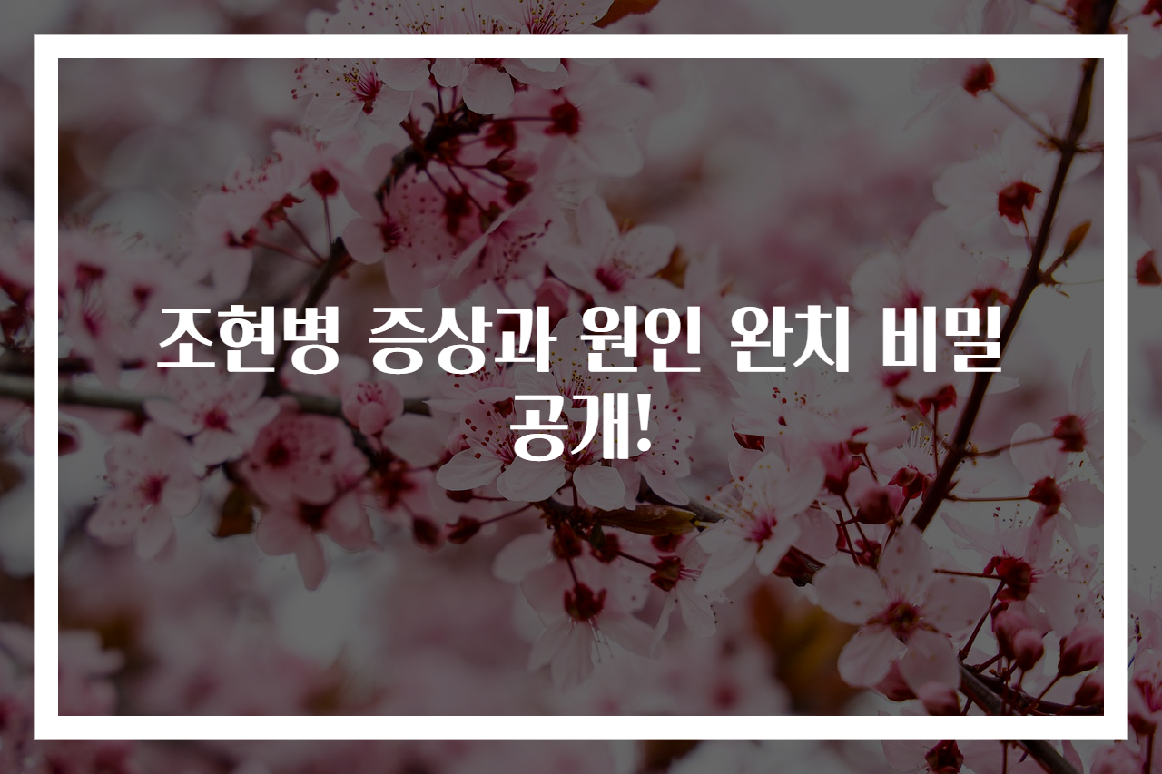 조현병 증상과 원인 완치 비밀 공개!