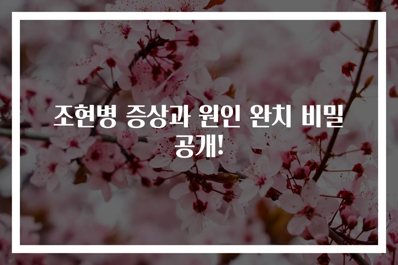 조현병 증상과 원인 완치 비밀 공개!